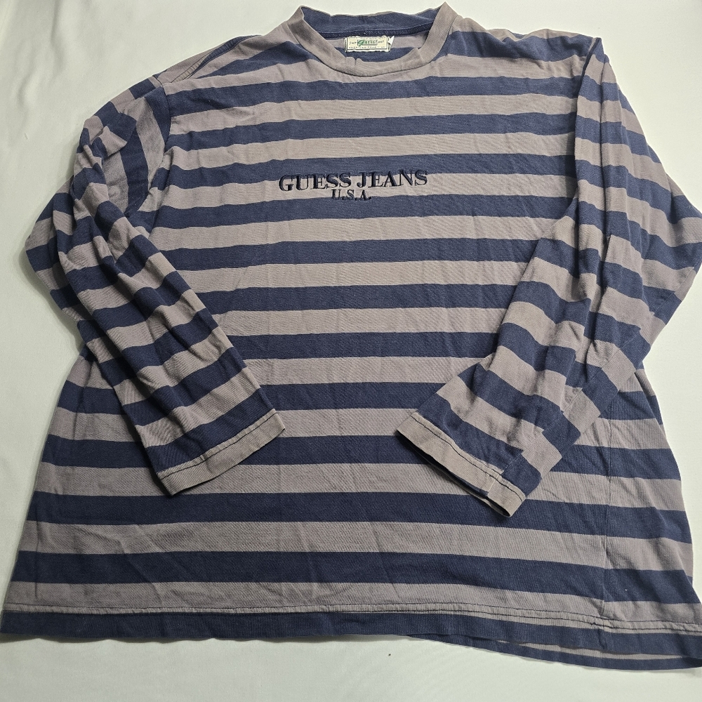 Vintage Guess Jeans USA Long Sleeve Striped Shirt OG Original 90's